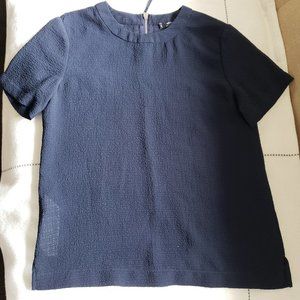 MNG by Mango basic top sheer navy blue short sleeves